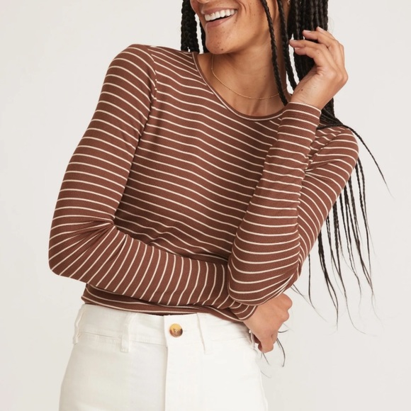 Lexi Rib Long Sleeve Crew Tee Black/White - Picture 2 of 2